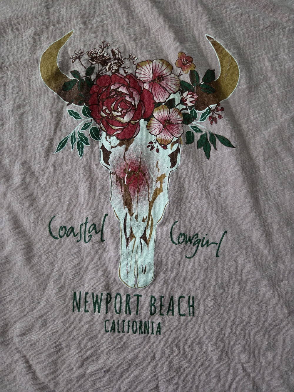 Blue 84 Pink Floral Skull Newport Beach Tee